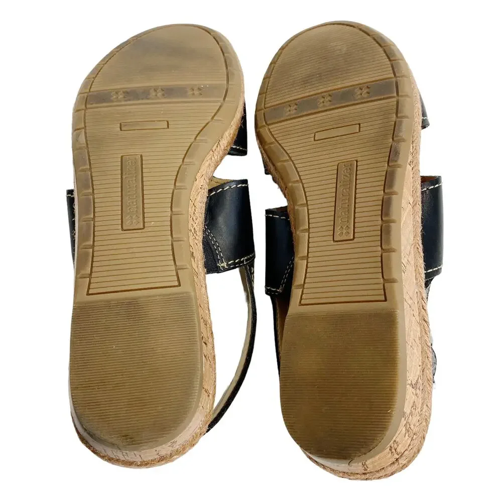 Naturalizer Womens Size 9.5 Reese Leather Espradrille Sandals Open Toe Slingback